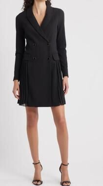 New Julia Jordan Double Breasted Long Sleeve Coat Dress, Black Size 4